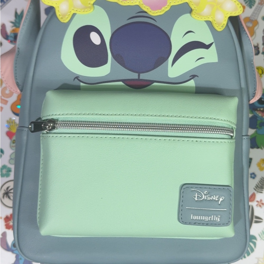 Loungefly Disney Stitch Winking Backpack - Blue and Green